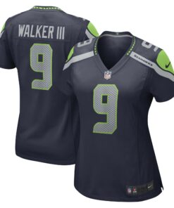 Women's Seattle Seahawks Kenneth Walker III Navy Player Jersey JS4185 nicesnker