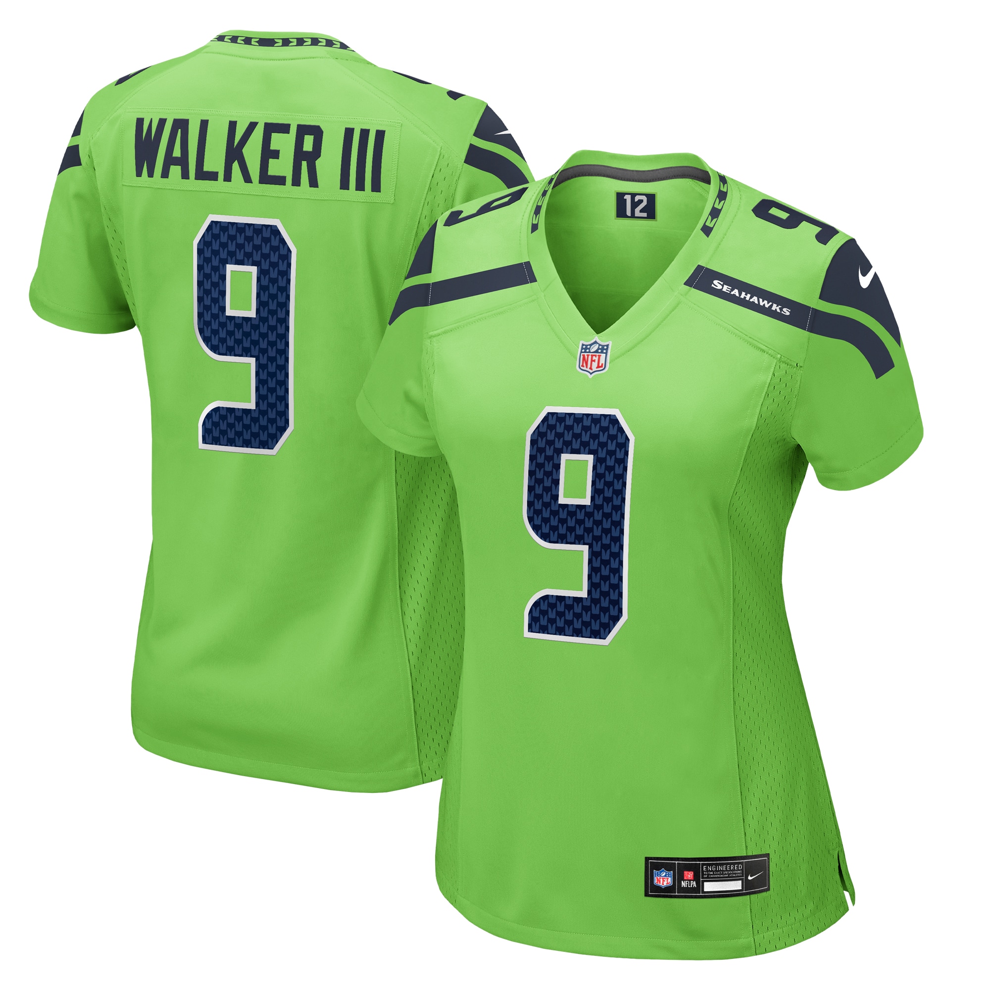 Women's Seattle Seahawks Kenneth Walker III Neon Green Game Jersey JS7706 nicesnker