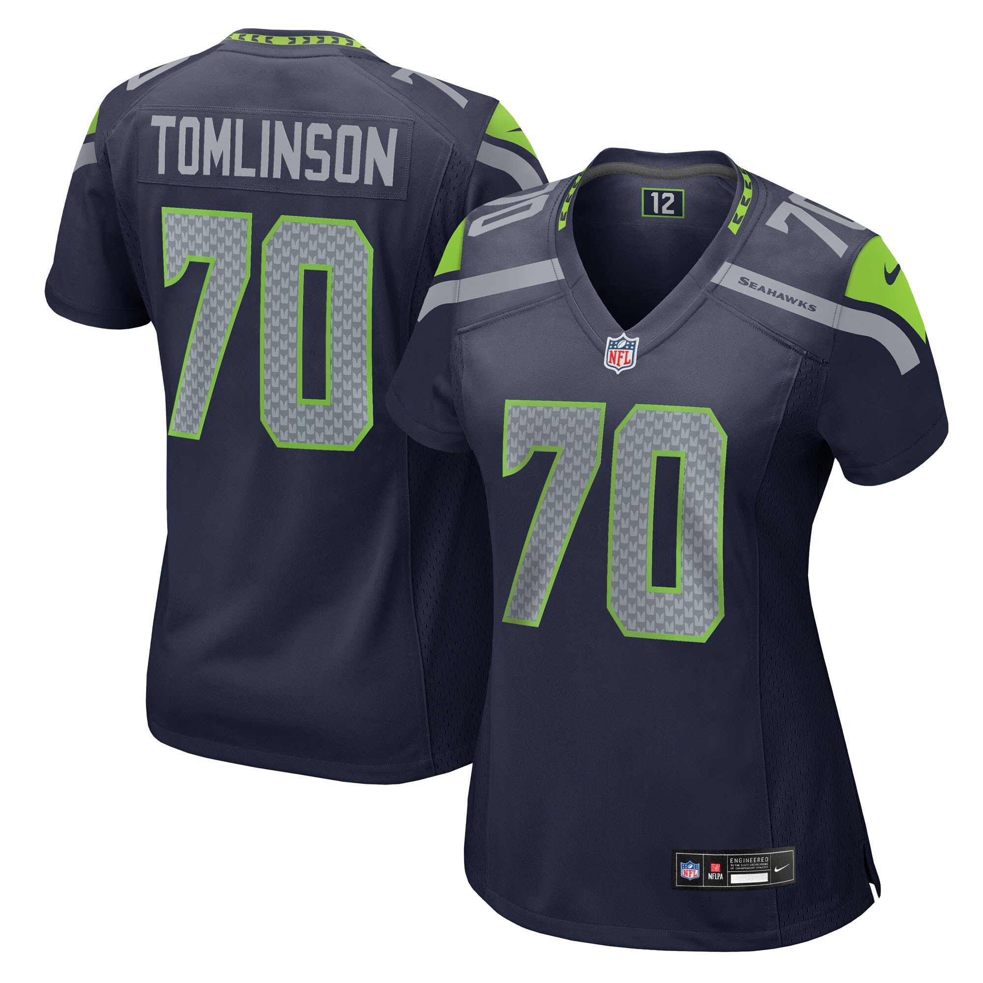 Women's Seattle Seahawks Laken Tomlinson College Navy Team Game Jersey JS2677 nicesnker