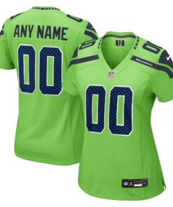 Women's Seattle Seahawks Neon Green Alternate Custom Game Jersey JS3848 nicesnker