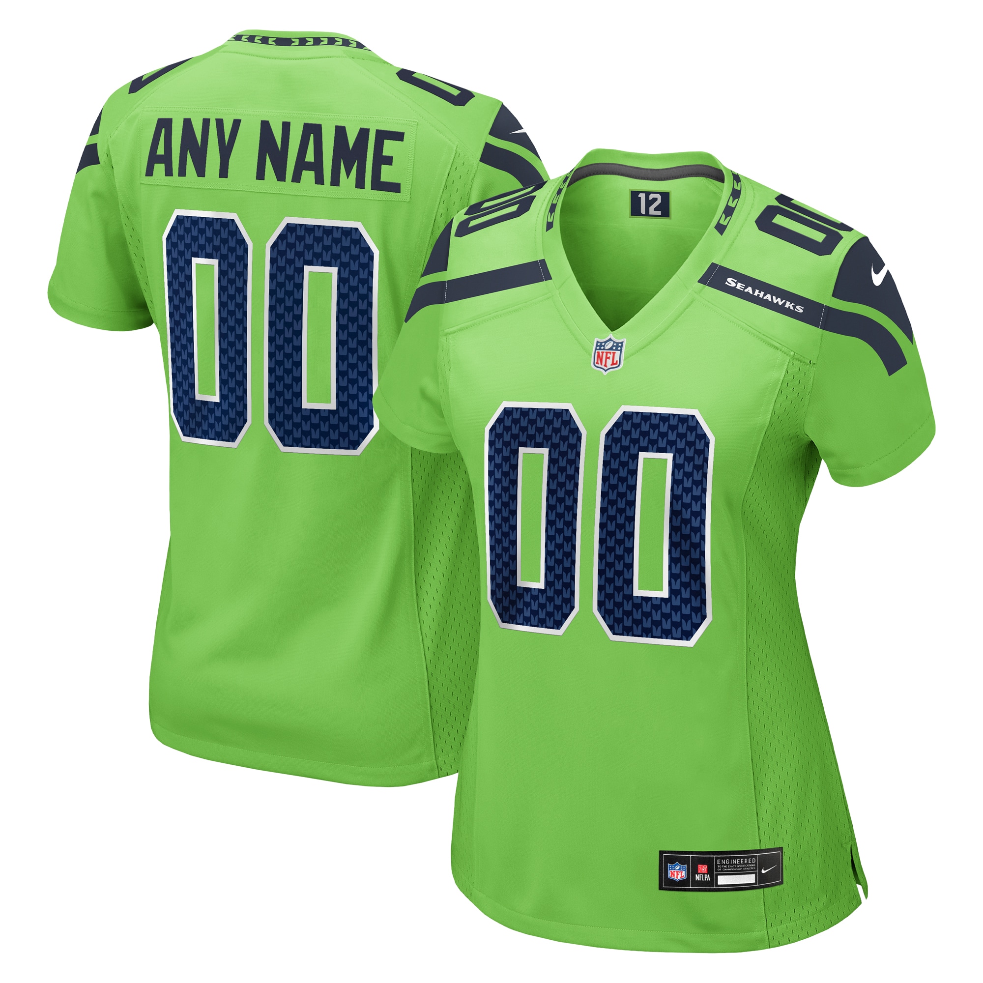 Women's Seattle Seahawks Neon Green Alternate Custom Game Jersey JS3848 nicesnker
