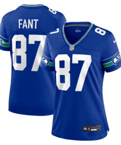 Women's Seattle Seahawks Noah Fant Royal Throwback Player Game Jersey JS5403 nicesnker