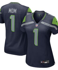 Women's Seattle Seahawks Number 1 Mom College Navy Game Jersey JS7313 nicesnker