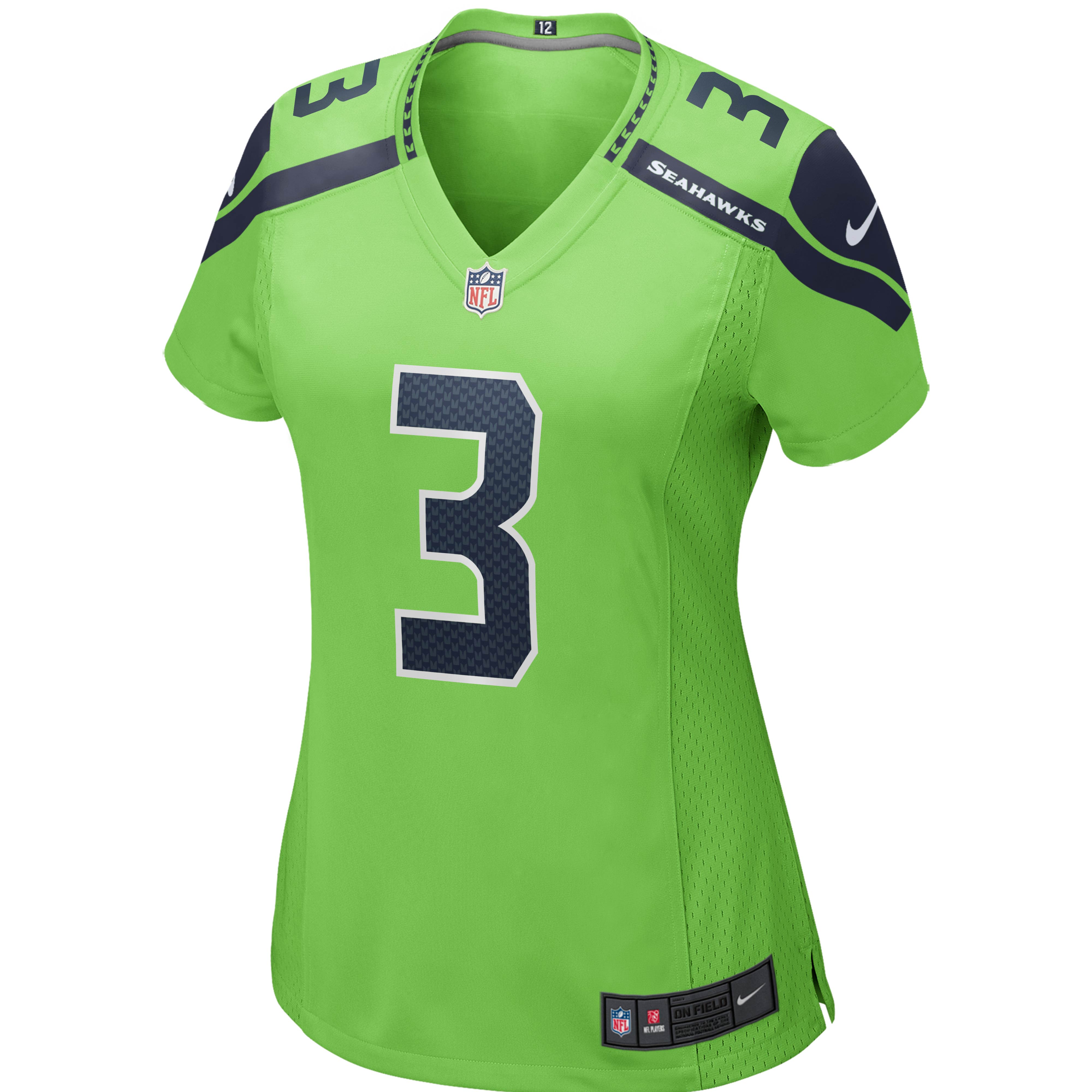 Women's Seattle Seahawks Russell Wilson Neon Green Alternate Game Jersey JS3370 nicesnker - Image 2