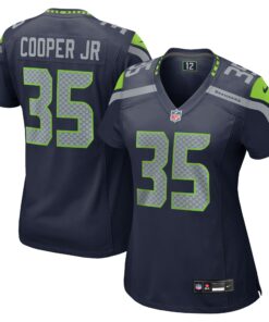 Women's Seattle Seahawks Ryan Cooper Jr. College Navy Team Game Jersey JS6282 nicesnker