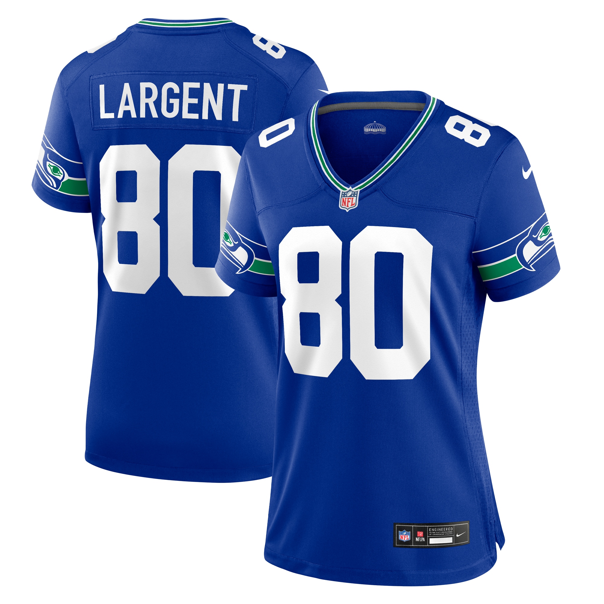 Women's Seattle Seahawks Steve Largent Royal Throwback Retired Player Game Jersey JS5934 nicesnker