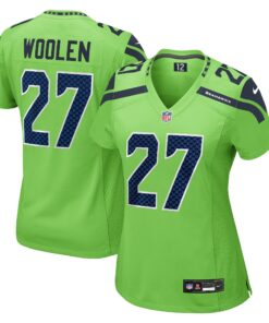 Women's Seattle Seahawks Tariq Woolen Neon Green Game Jersey JS4134 nicesnker