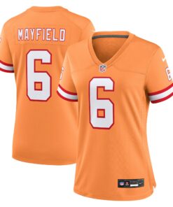 Women's Tampa Bay Buccaneers Baker Mayfield Orange Throwback Game Jersey JS1944 nicesnker