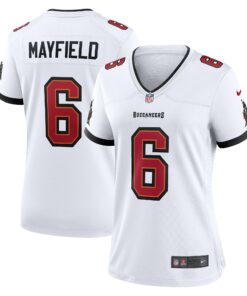 Women's Tampa Bay Buccaneers Baker Mayfield White Away Game Jersey JS3621 nicesnker