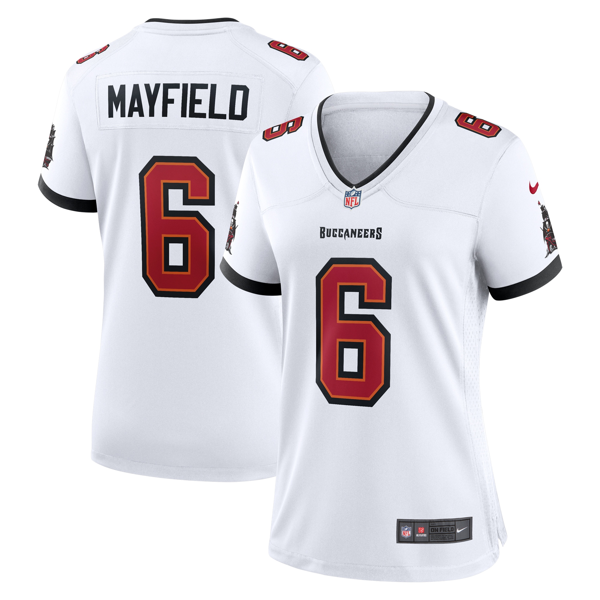 Women's Tampa Bay Buccaneers Baker Mayfield White Away Game Jersey JS3621 nicesnker