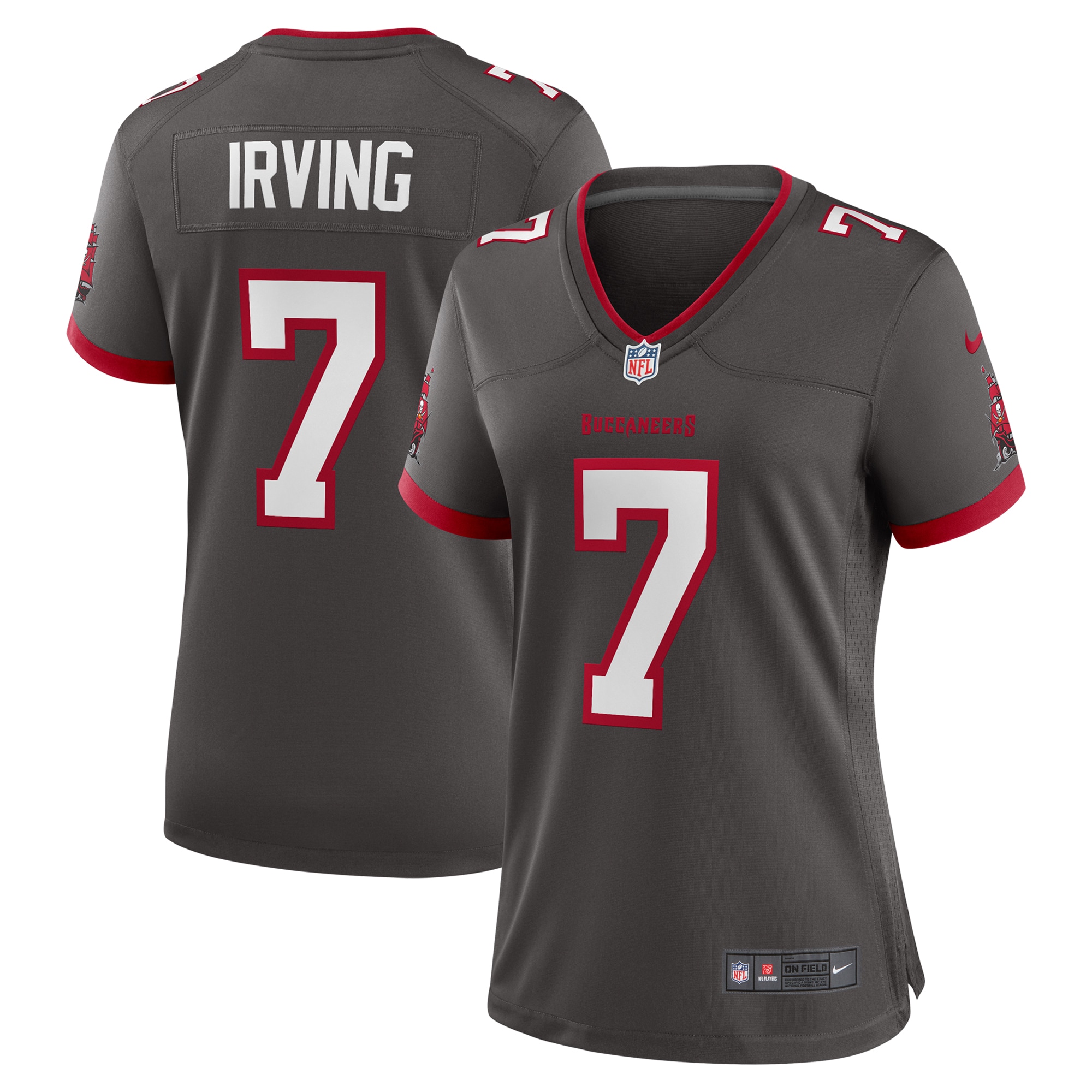 Women's Tampa Bay Buccaneers Bucky Irving Pewter Alternate Game Jersey JS8449 nicesnker