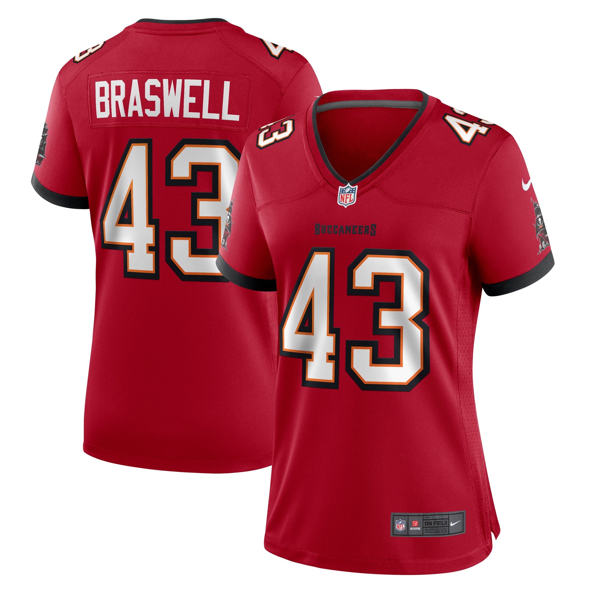 Women's Tampa Bay Buccaneers Chris Braswell Red Game Jersey JS8257 nicesnker