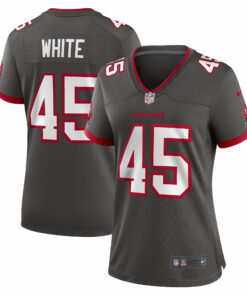 Women's Tampa Bay Buccaneers Devin White Pewter Game Jersey JS3029 nicesnker