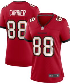 Women's Tampa Bay Buccaneers Mark Carrier Red Game Retired Player Jersey JS4062 nicesnker
