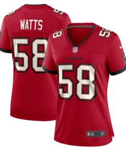 Women's Tampa Bay Buccaneers Markees Watts Red Game Jersey JS8619 nicesnker