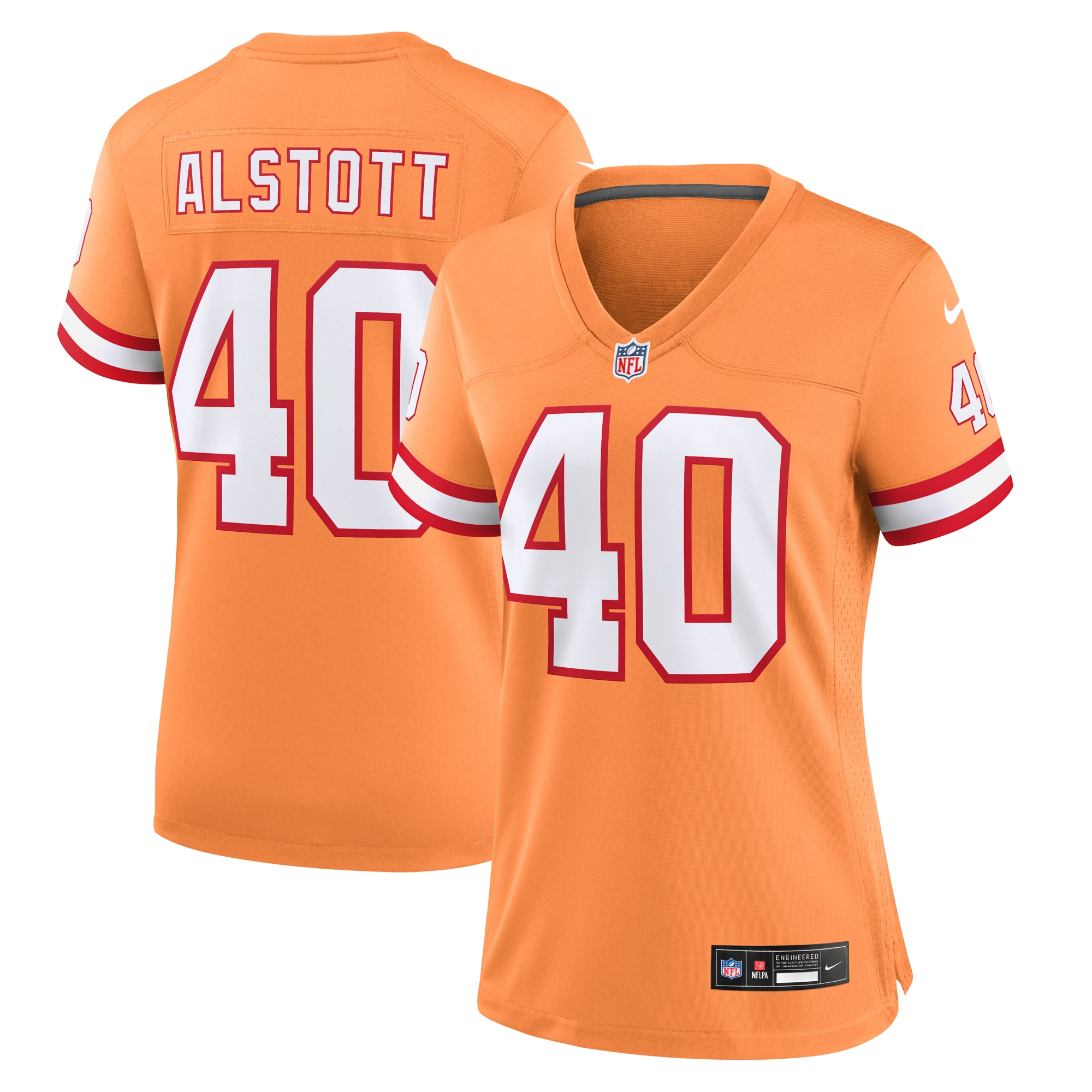 Women's Tampa Bay Buccaneers Mike Alstott Orange Throwback Game Jersey JS6594 nicesnker