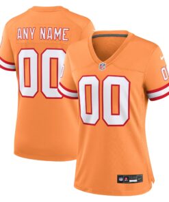 Women's Tampa Bay Buccaneers Orange Custom Throwback Game Jersey JS1197 nicesnker