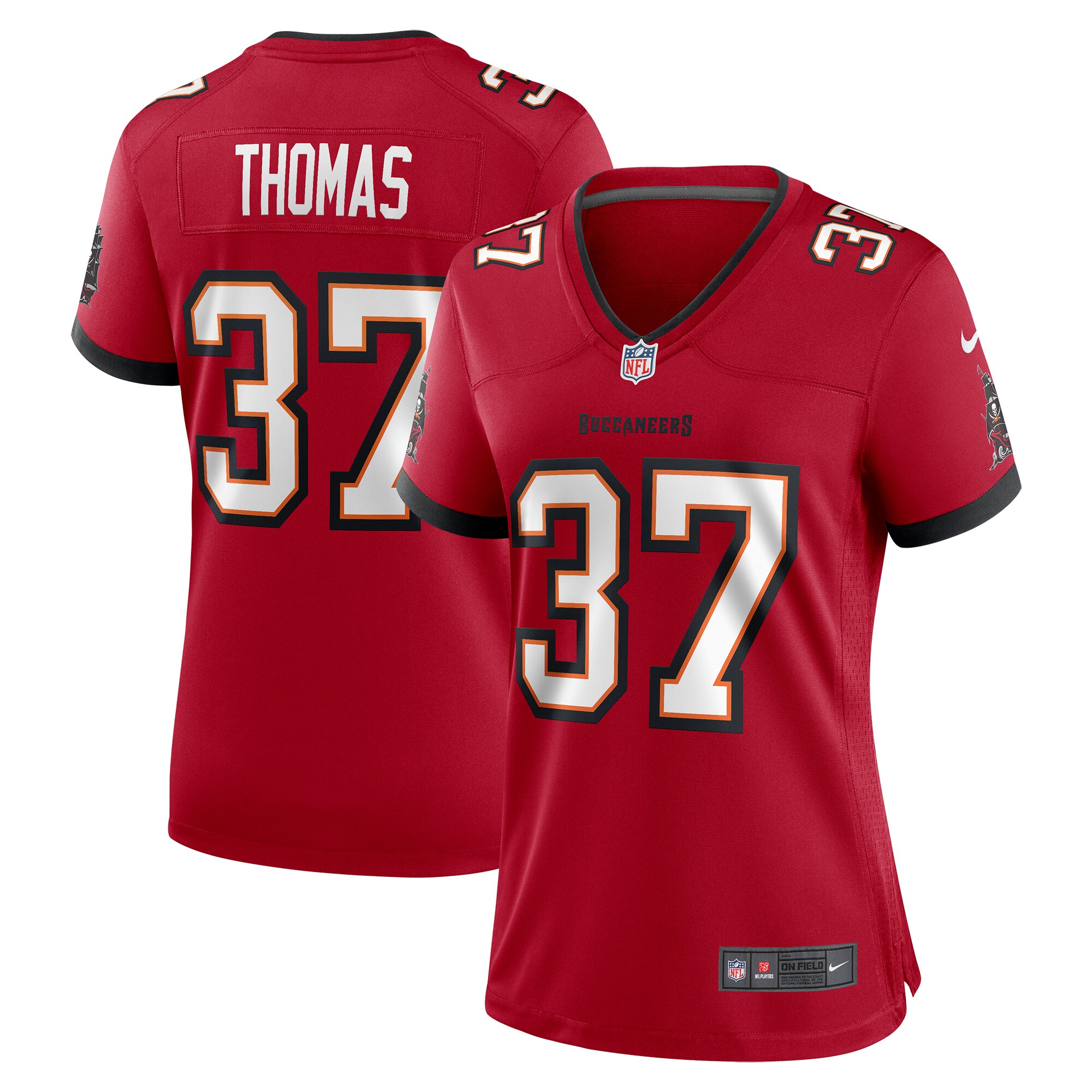 Women's Tampa Bay Buccaneers Tavierre Thomas Red Game Jersey JS7994 nicesnker
