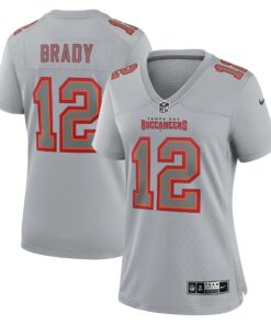 Women's Tampa Bay Buccaneers Tom Brady Gray Atmosphere Fashion Game Jersey JS8391 nicesnker