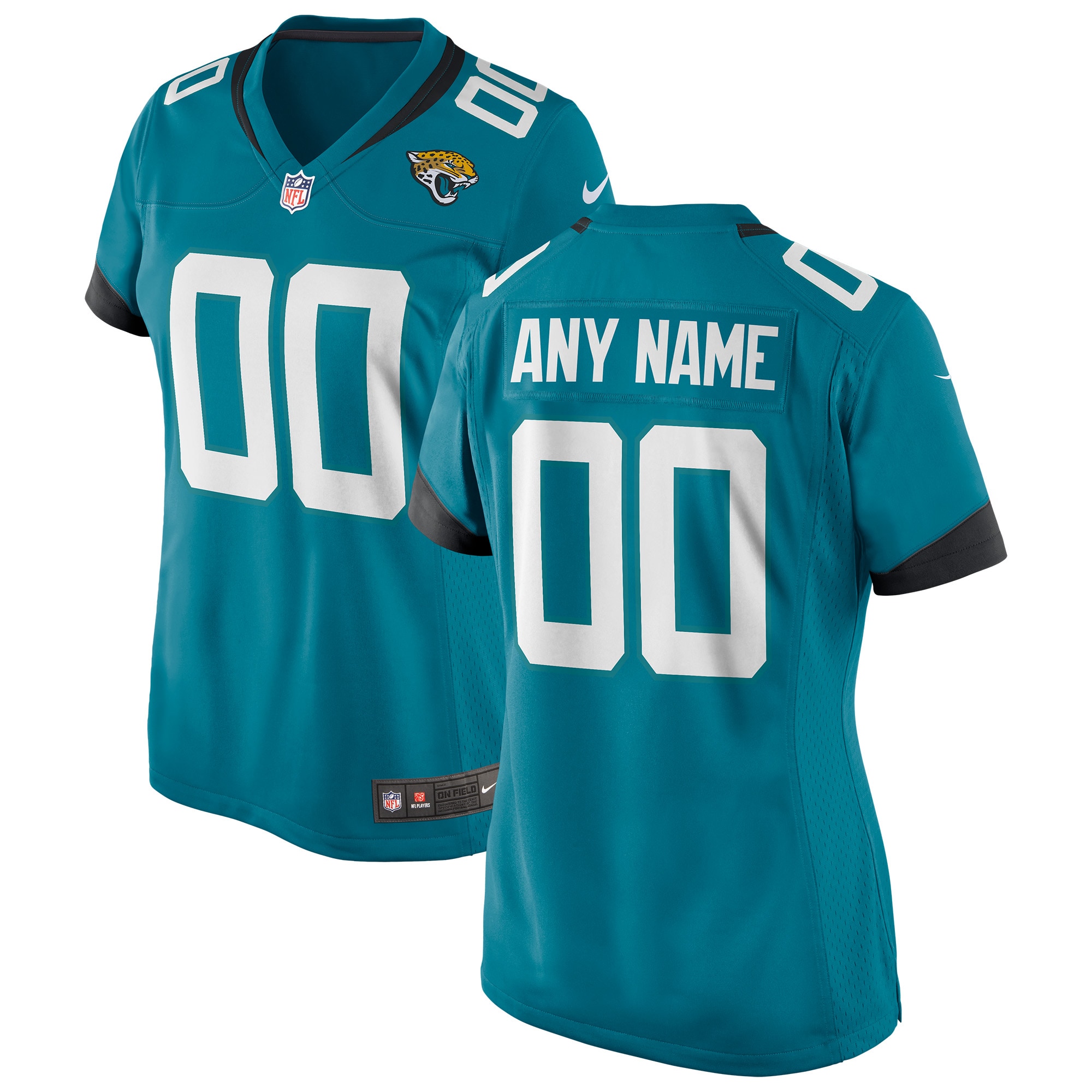 Women's Teal Jacksonville Jaguars Custom Team Jersey JS7387 nicesnker