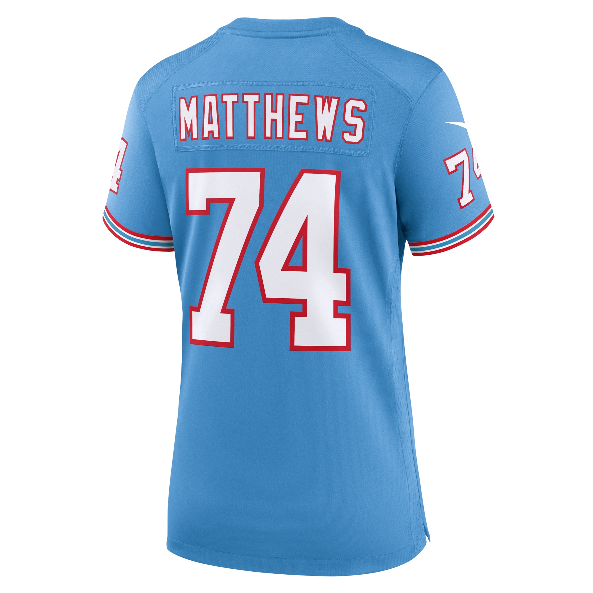 Women's Tennessee Titans Bruce Matthews Light Blue Oilers Throwback Retired Player Game Jersey JS5746 nicesnker - Image 3