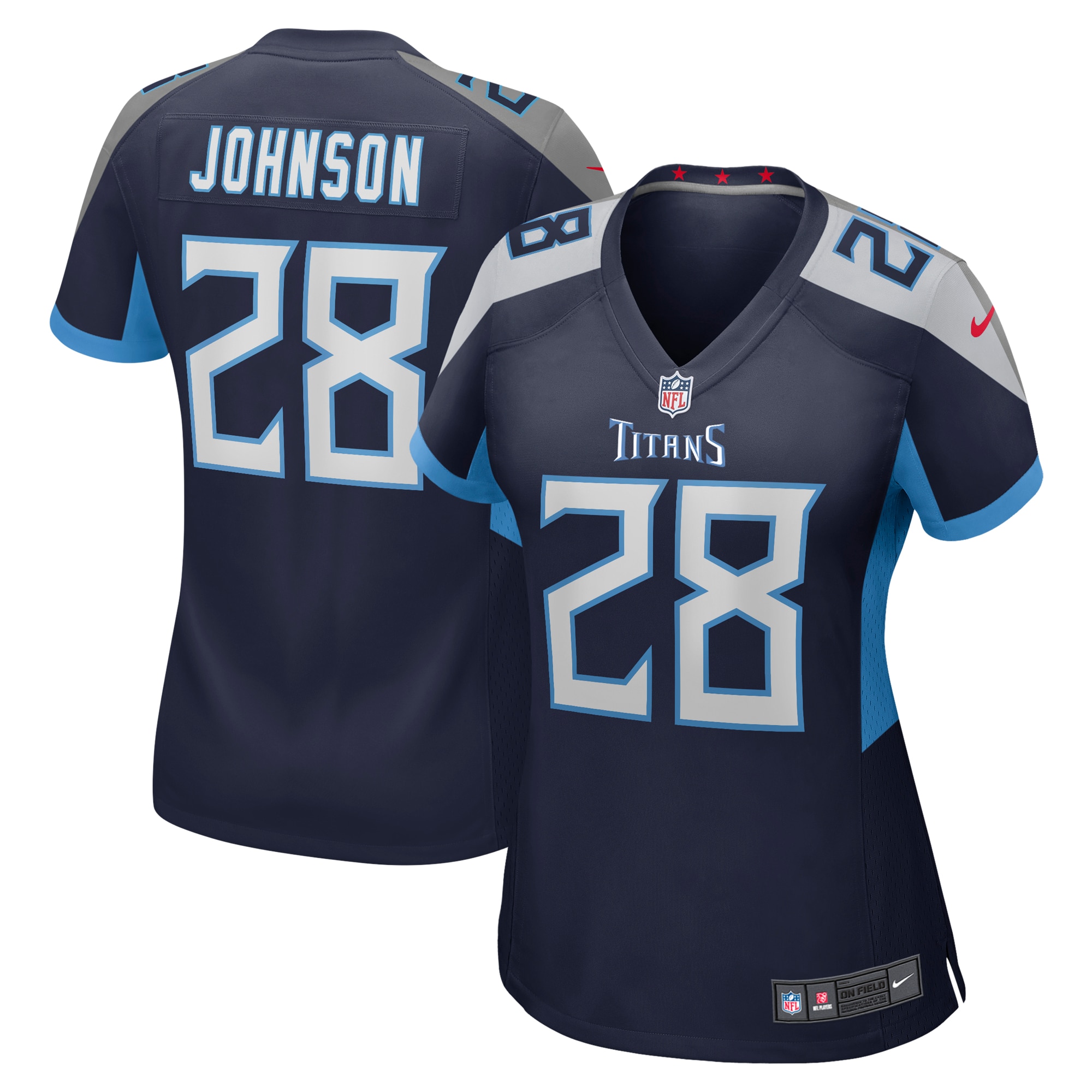 Women's Tennessee Titans Chris Johnson Navy Retired Player Game Jersey JS4183 nicesnker