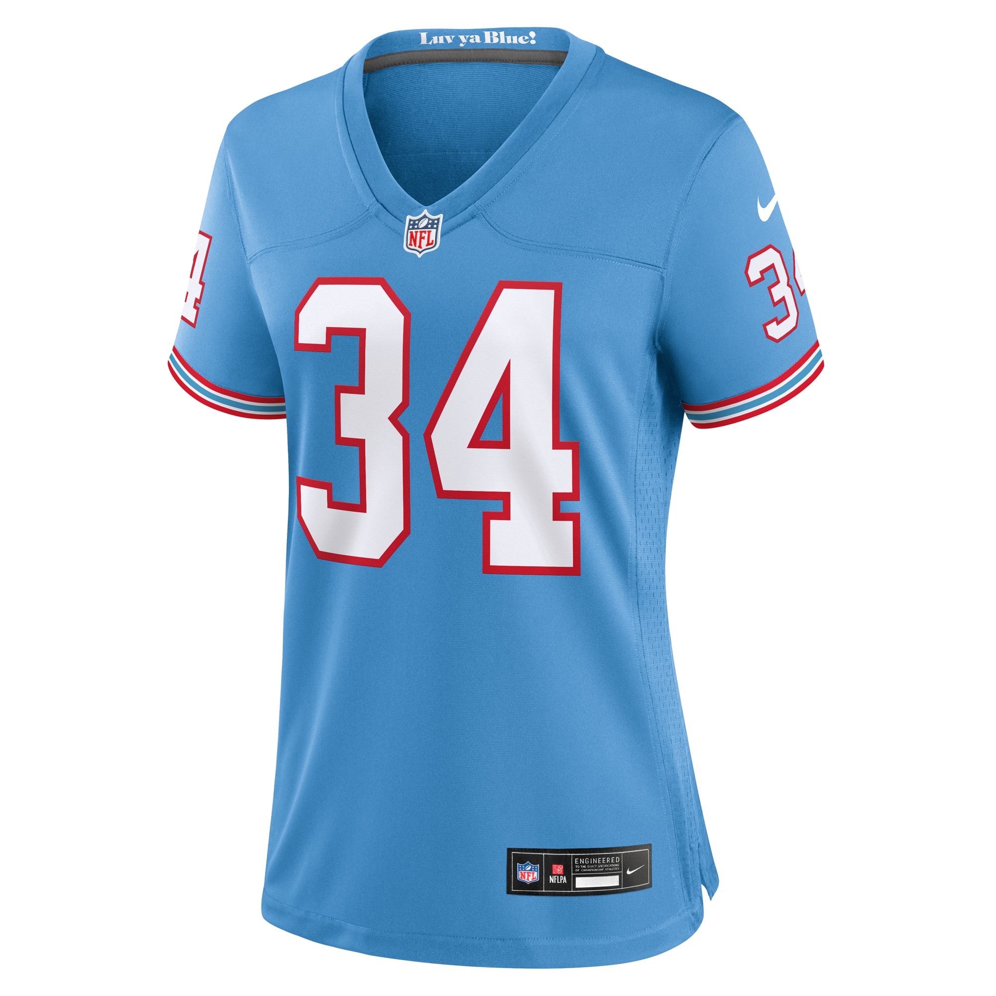 Women's Tennessee Titans Earl Campbell Light Blue Oilers Throwback Retired Player Game Jersey JS8209 nicesnker - Image 2