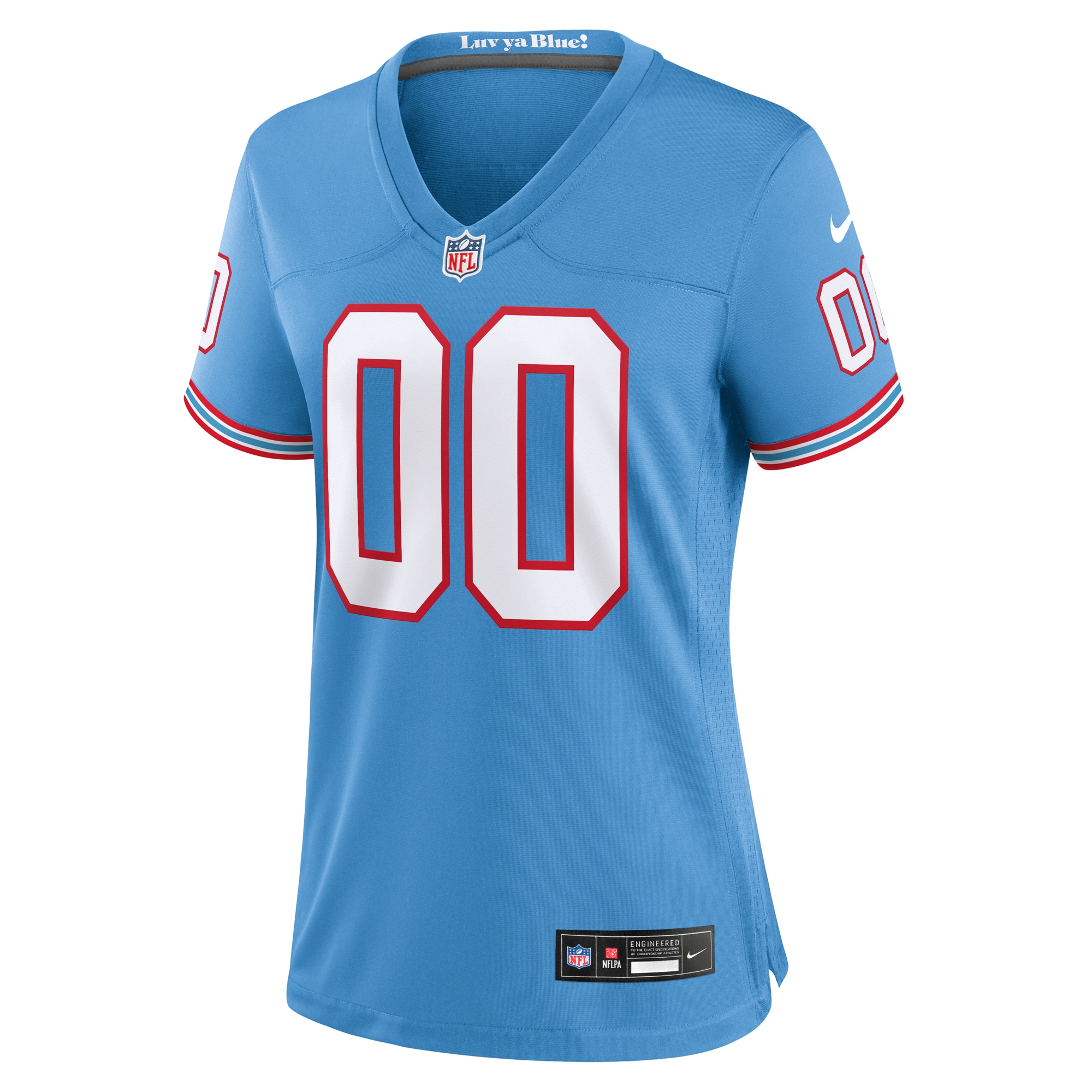 Women's Tennessee Titans Light Blue Oilers Throwback Custom Game Jersey JS5312 nicesnker - Image 2