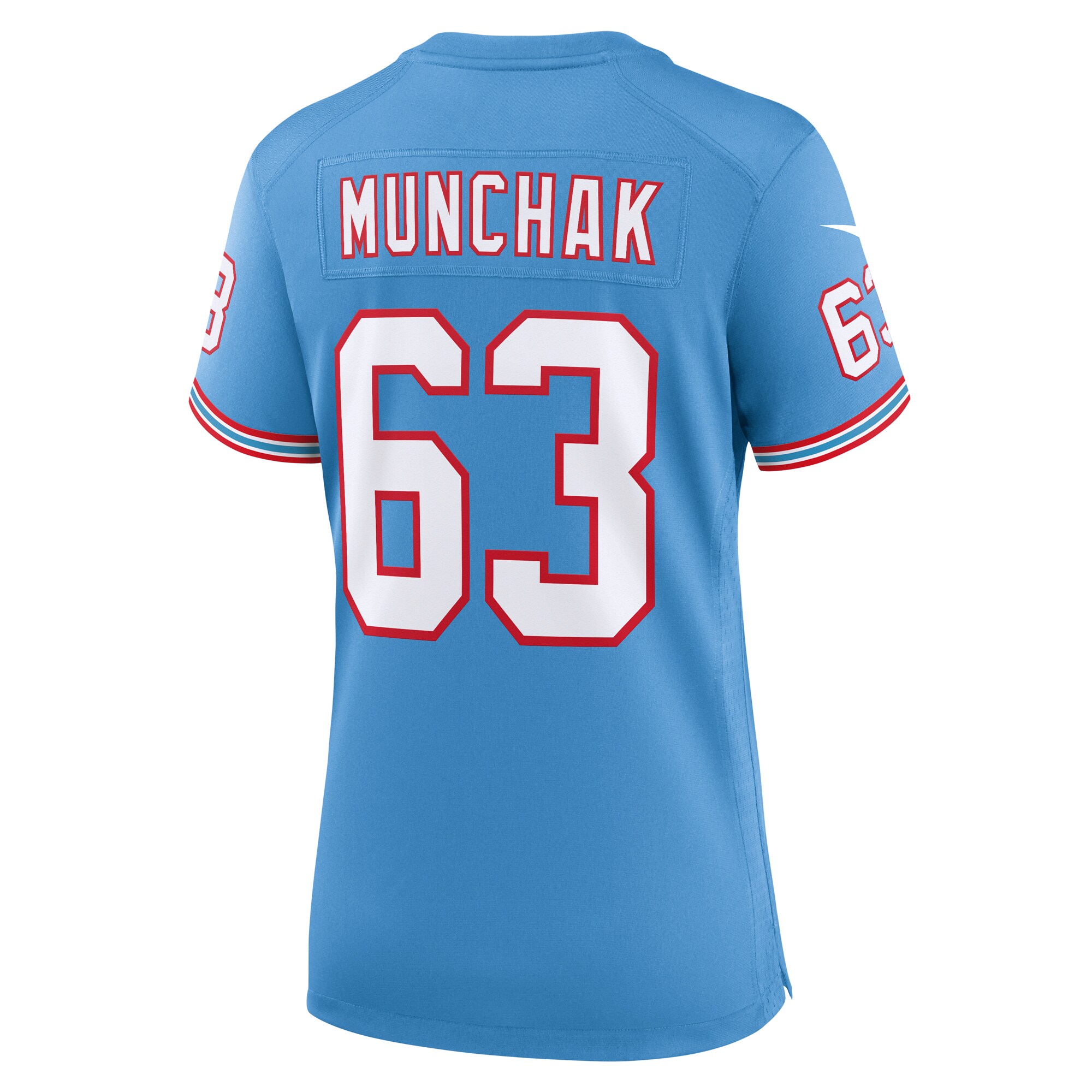 Women's Tennessee Titans Mike Munchak Light Blue Oilers Throwback Retired Player Game Jersey JS7730 nicesnker - Image 3