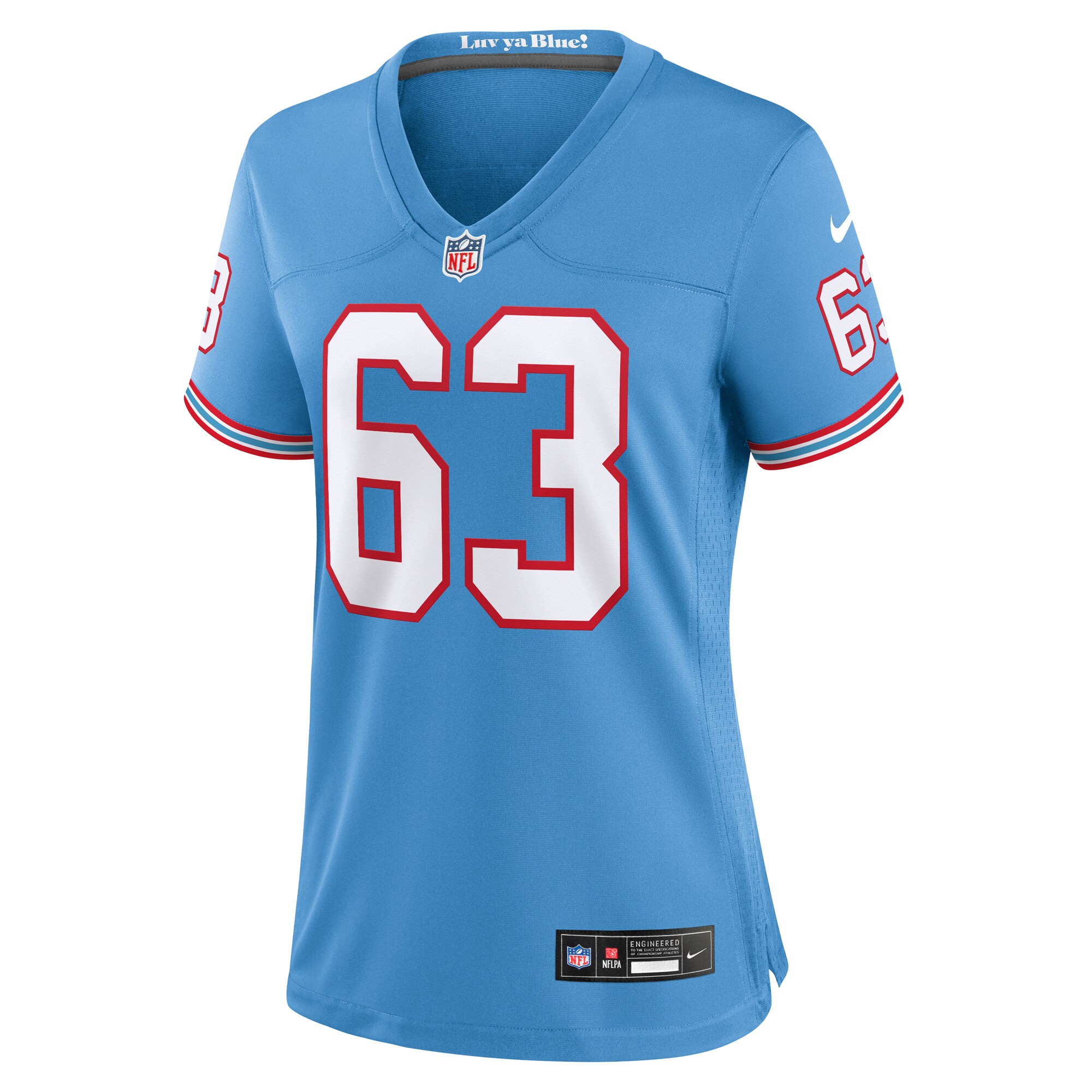 Women's Tennessee Titans Mike Munchak Light Blue Oilers Throwback Retired Player Game Jersey JS7730 nicesnker - Image 2