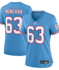 Women's Tennessee Titans Mike Munchak Light Blue Oilers Throwback Retired Player Game Jersey JS7730 nicesnker