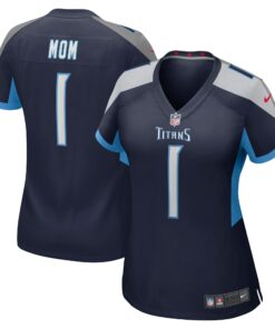 Women's Tennessee Titans Number 1 Mom Navy Game Jersey JS3268 nicesnker