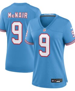 Women's Tennessee Titans Steve McNair Light Blue Oilers Throwback Retired Player Game Jersey JS3100 nicesnker