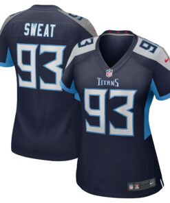 Women's Tennessee Titans T'Vondre Sweat Navy Team Game Jersey JS5490 nicesnker