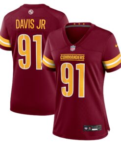 Women's Washington Commanders Carl Davis Jr. Burgundy Team Game Jersey JS3241 nicesnker