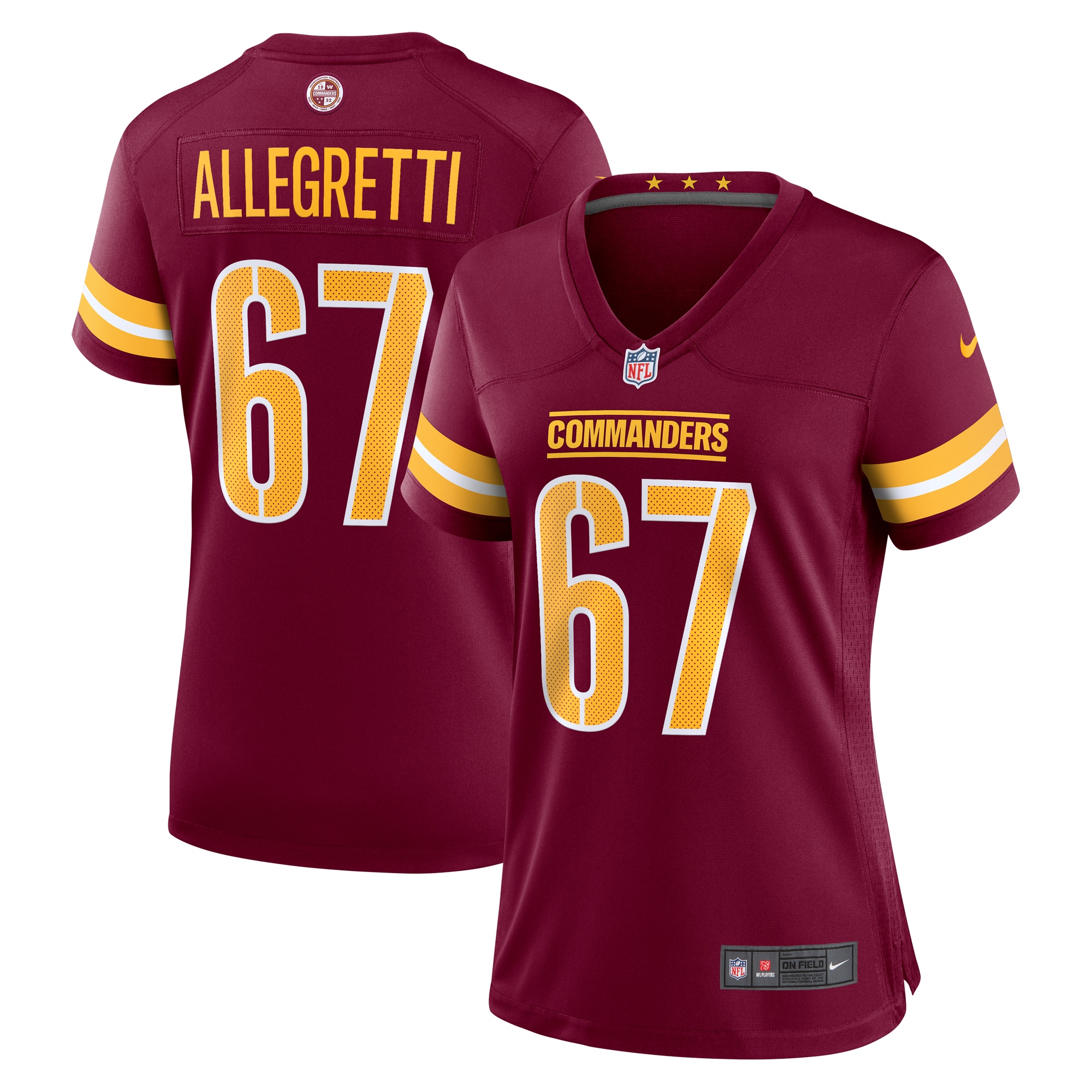 Women's Washington Commanders Nick Allegretti Burgundy Game Jersey JS4236 nicesnker