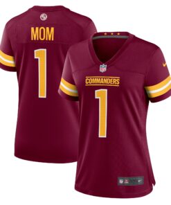 Women's Washington Commanders Number 1 Mom Burgundy Game Jersey JS3170 nicesnker