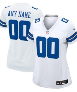 Women's White Dallas Cowboys Custom Game Jersey JS8822 nicesnker