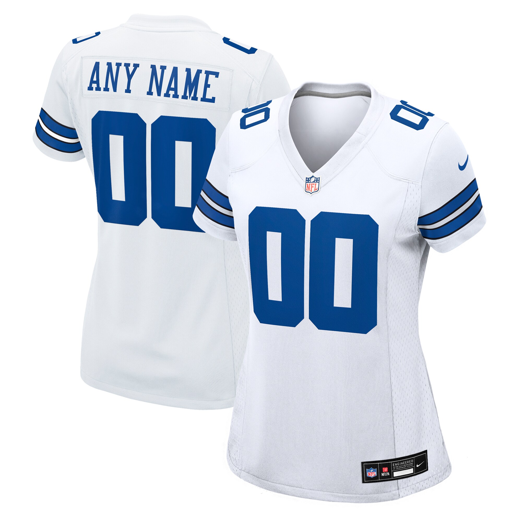 Women's White Dallas Cowboys Custom Game Jersey JS8822 nicesnker
