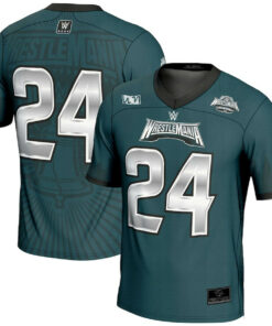 WrestleMania 40 Football Jersey #24 All Over Printed - Men Green JS2286 nicesnker