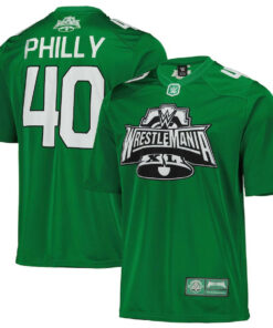 WrestleMania 40 Replica Football Jersey Graphics Pattern - Green/White JS7460 nicesnker