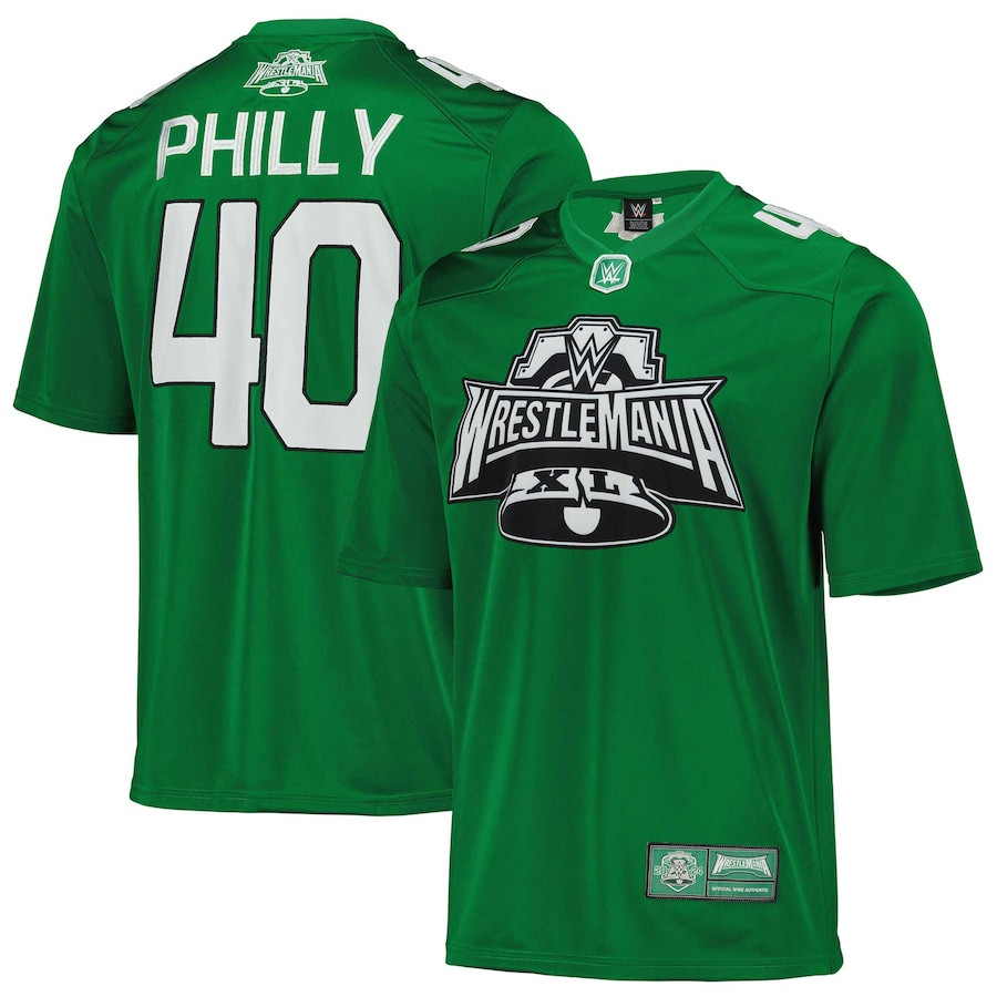 WrestleMania 40 Replica Football Jersey Graphics Pattern - Green/White JS7460 nicesnker