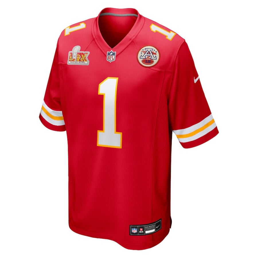 Xavier Worthy 1 Kansas City Chiefs Super Bowl LIX Game Jersey - Red JS7821 nicesnker - Image 2