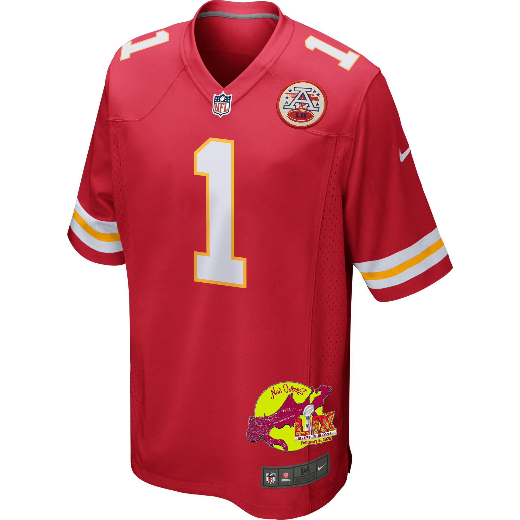 Xavier Worthy 1 Kansas City Chiefs Super Bowl LIX New Orleans Patch Game Men Jersey - Red JS2082 nicesnker - Image 3
