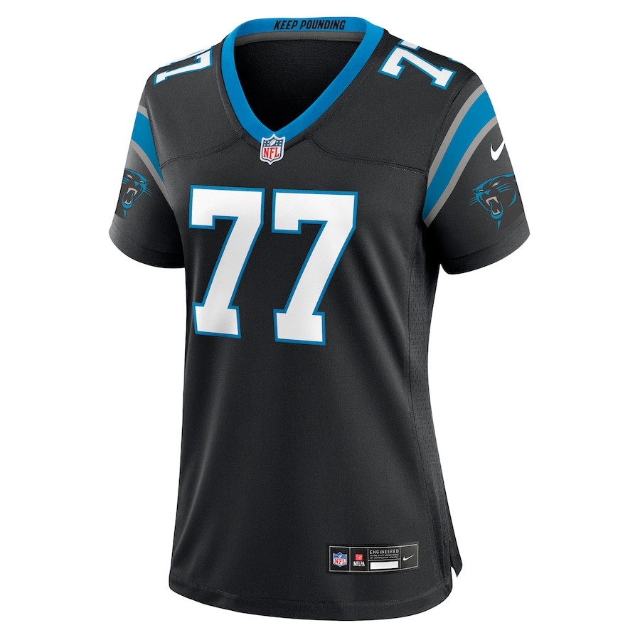 Yosh Nijman 77 Carolina Panthers Women's Game Jersey - Black JS8980 nicesnker - Image 2