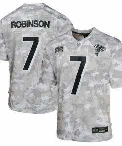 Youth Atlanta Falcons Bijan Robinson Arctic Camo 2024 Salute to Service Game Jersey JS7943 nicesnker