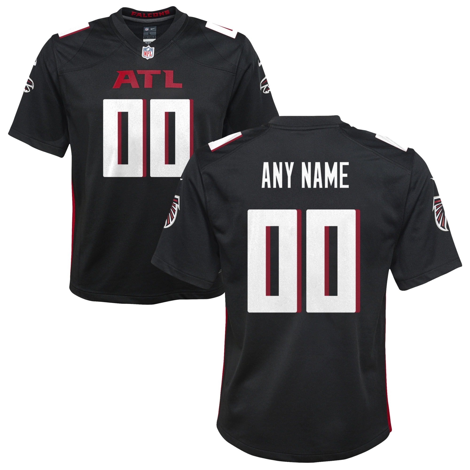 Youth Atlanta Falcons Black Custom Game Jersey JS2055 nicesnker