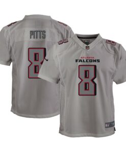 Youth Atlanta Falcons Kyle Pitts Gray Atmosphere Game Jersey JS4133 nicesnker