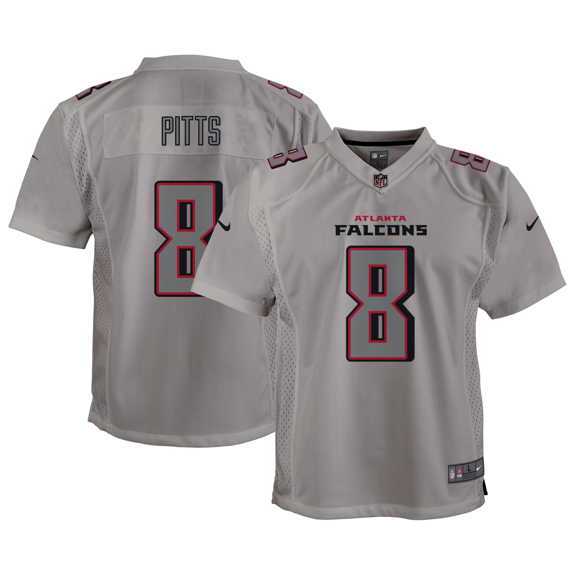 Youth Atlanta Falcons Kyle Pitts Gray Atmosphere Game Jersey JS4133 nicesnker