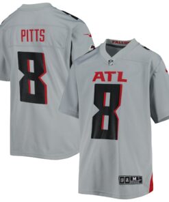 Youth Atlanta Falcons Kyle Pitts Gray Inverted Game Jersey JS3636 nicesnker